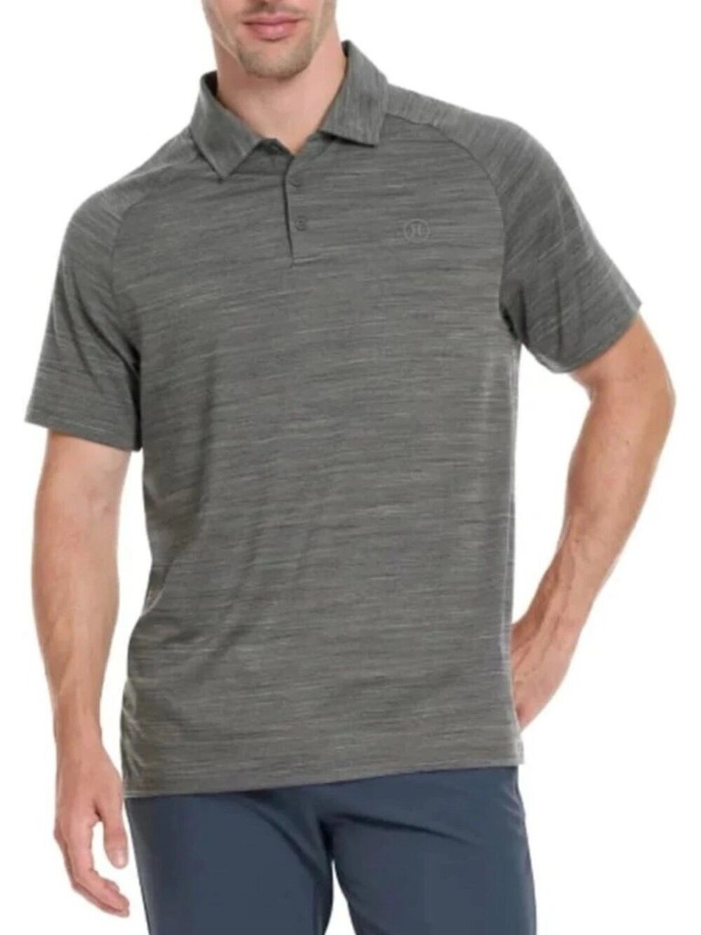 NWOT Hurley Men's XL Gray Polo Shirt Dri-Fit Striped Short Sleeve Lightweight